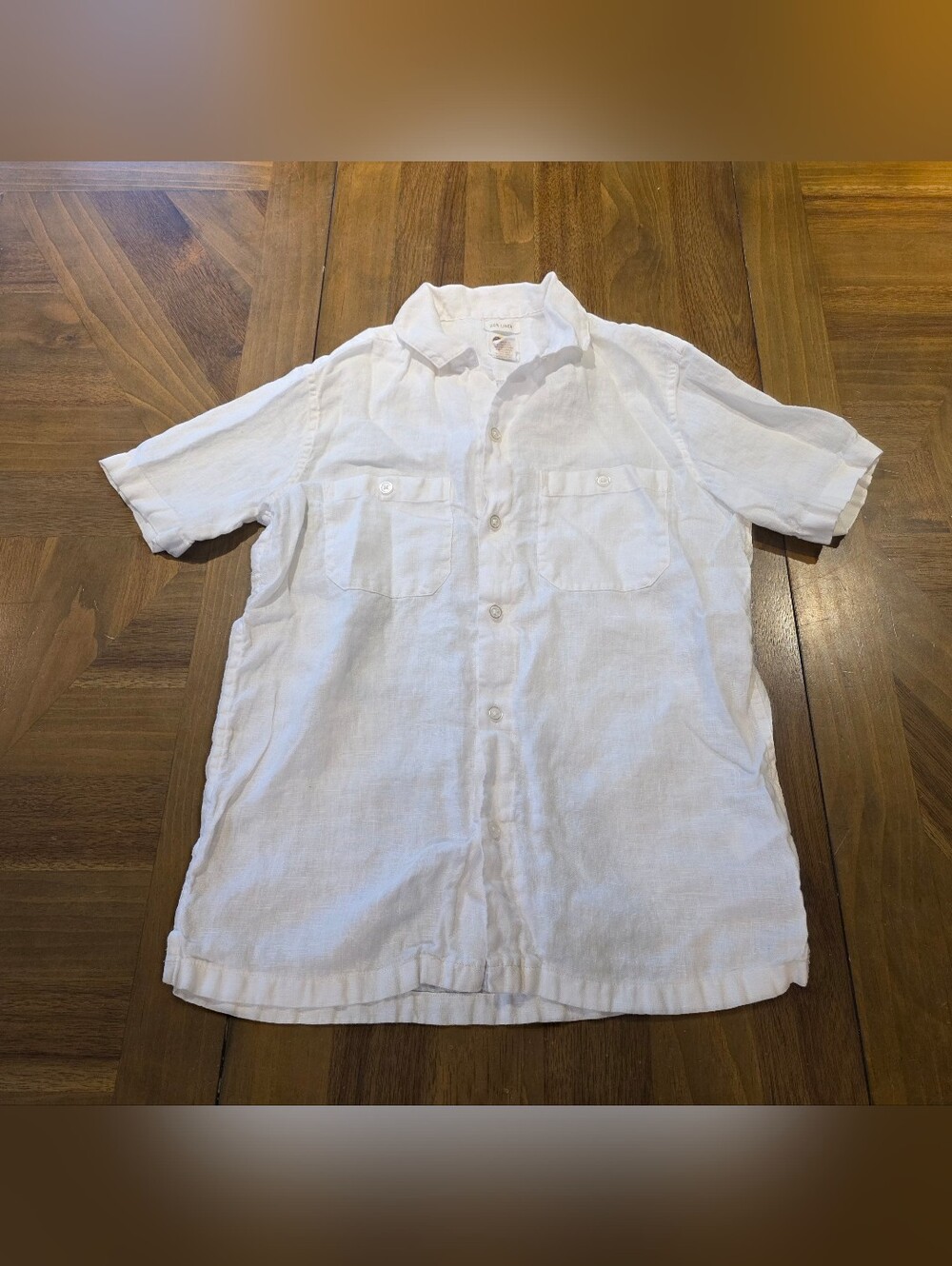 C & C California Button Up Linen Shirt Sz Small White Short Sleeve Beach Casual
